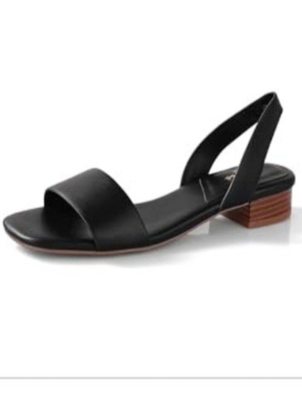 Black Low Block Heel Slingback Sandals